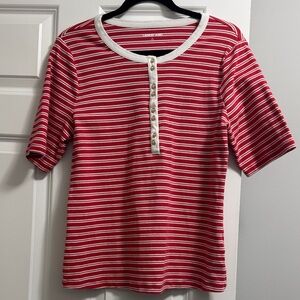 Lands' End Red and White Striped Shirt